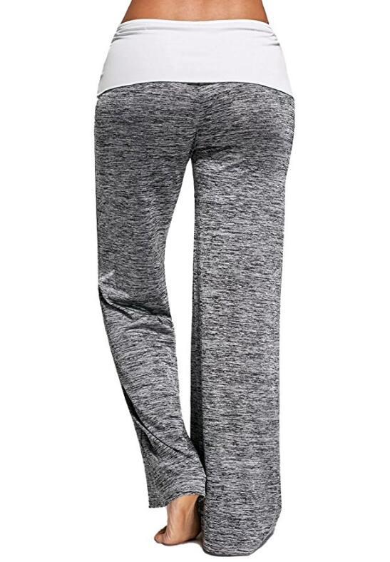 SZ60026-3 Женские свободные леггинсы для йоги с широкими штанинами Foldover Heather